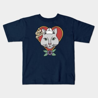 Sailor Cat Lover old school tattoo Kids T-Shirt